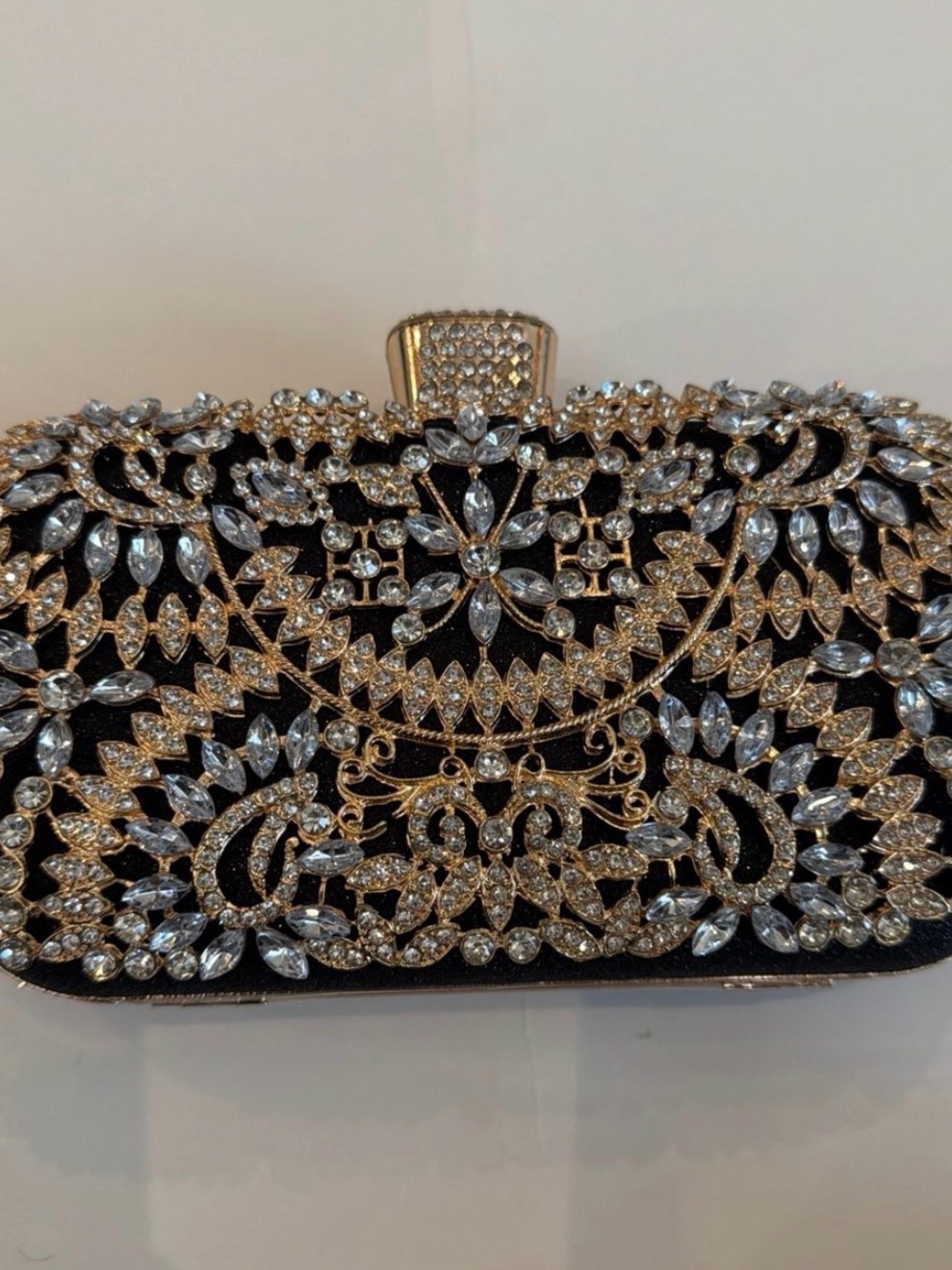 Embellished Black Crystal Evening Clutch